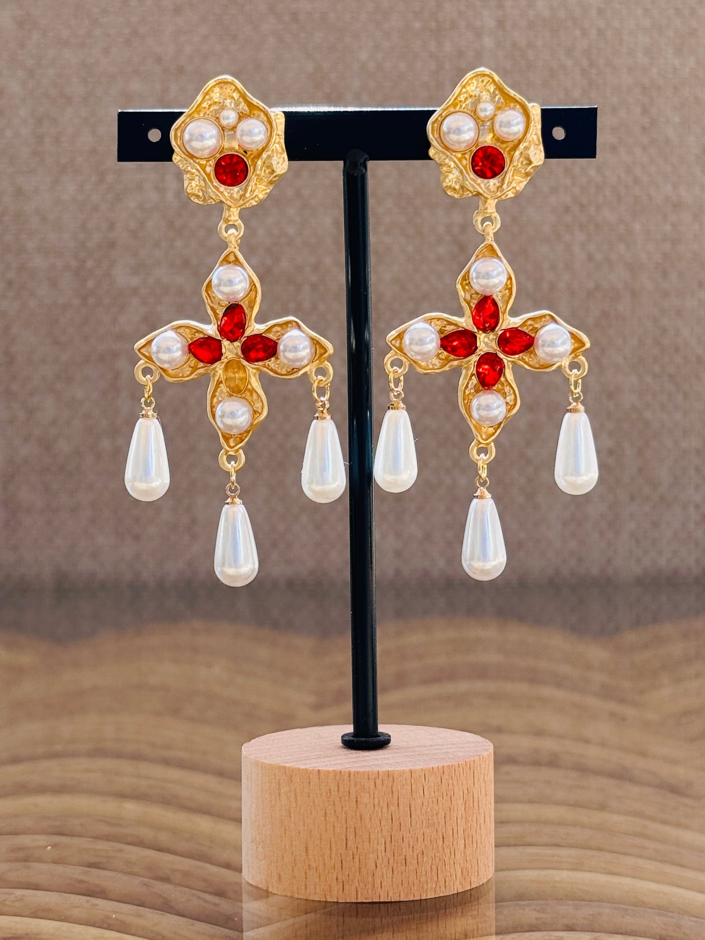 MARQUISE - BOUCLES D'OREILLES STRASS ET PERLE