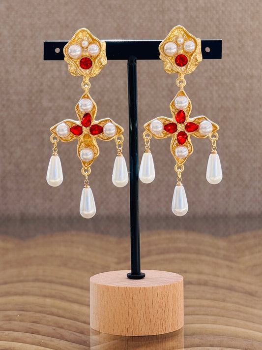 MARQUISE - BOUCLES D'OREILLES STRASS ET PERLE