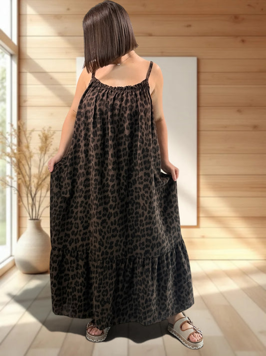 CLARENCE - ROBE LONGUE LEOPARD JUSQU'A LA TAILLE 56