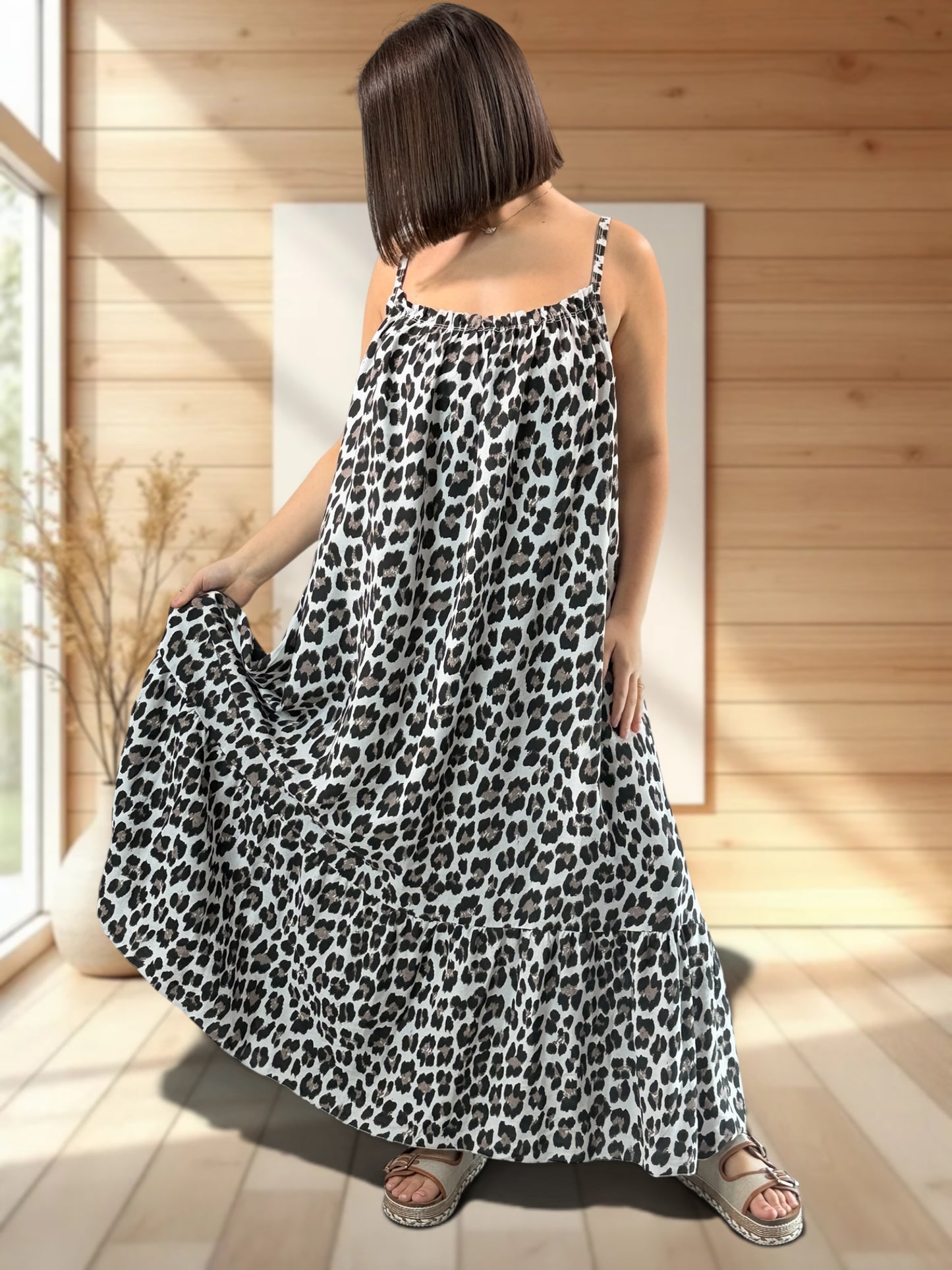 CLARENCE - ROBE LONGUE LEOPARD JUSQU'A LA TAILLE 56