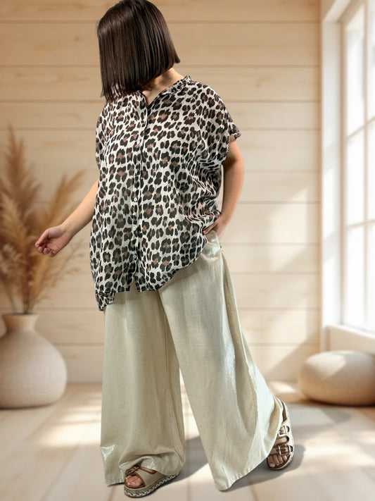 ROBERTO - PANTALON ECRU IRISE DORE JUSQUA LA TAILLE 50/52