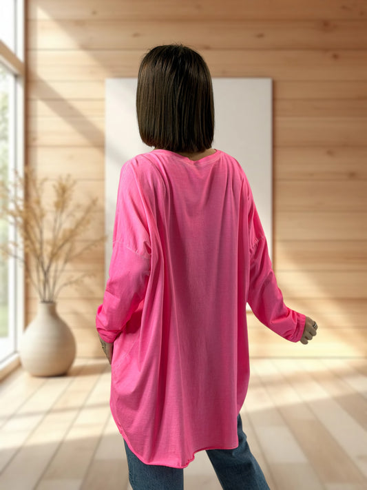 ALYSON - TEE-SHIRT OVERSIZE FUCHSIA JUSQU'A LA TAILLE 56
