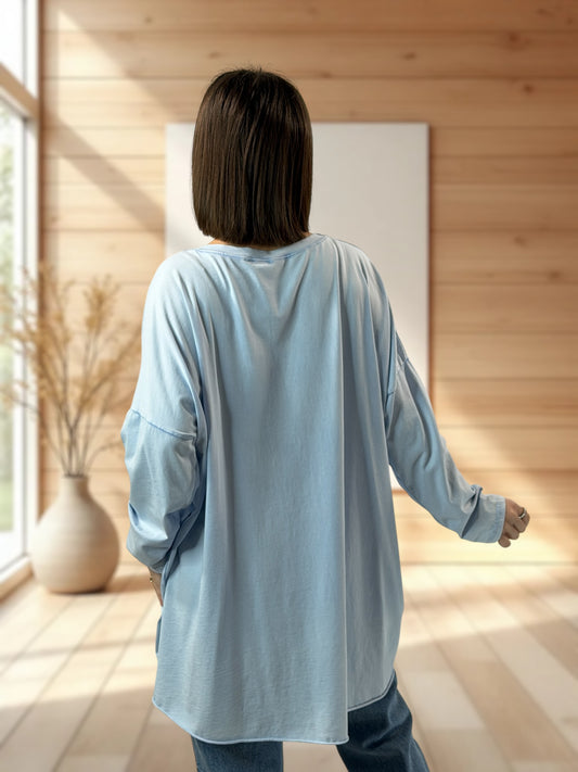 ALYSON - TEE-SHIRT OVERSIZE BLEU CIEL JUSQU'A LA TAILLE 56