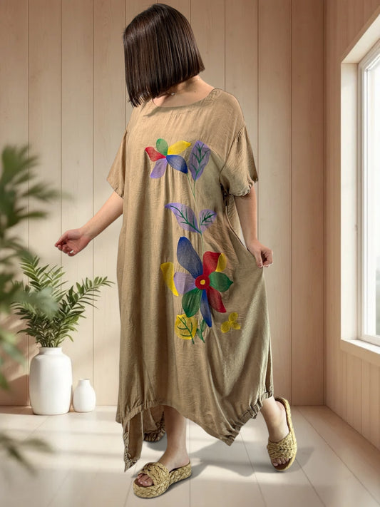 BROOKE - ROBE OVERSIZE MOKA BRODEE JUSQU'A LA TAILLE 52
