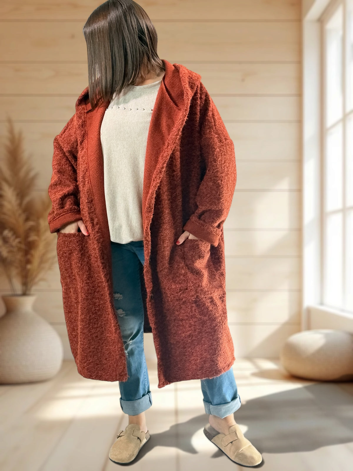 ANGELO - MANTEAU ROUX A CAPUCHE JUSQU'A LA TAILLE 48/50 A 56