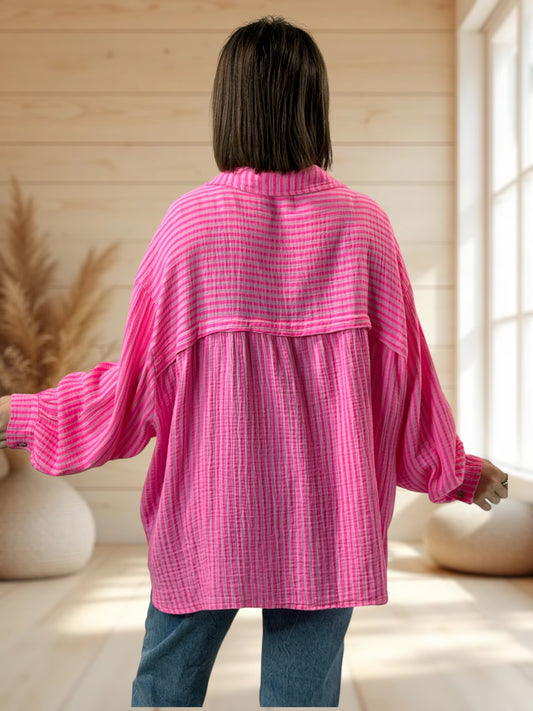 VALENTINA - BLOUSE EN GAZE DE COTON JUSQU'A LA TAILLE 50/52