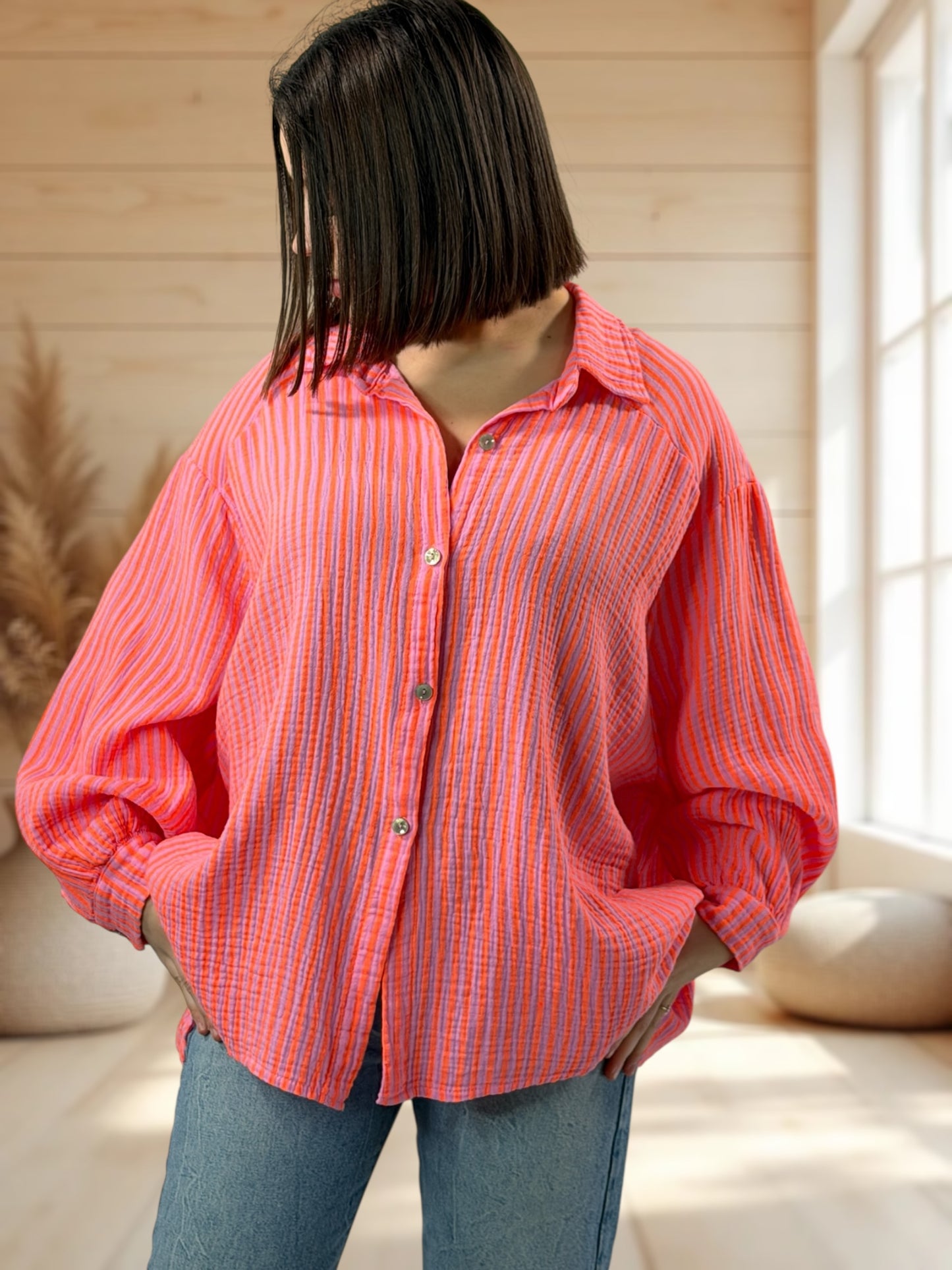 VALENTINA - BLOUSE EN GAZE DE COTON JUSQU'A LA TAILLE 50/52