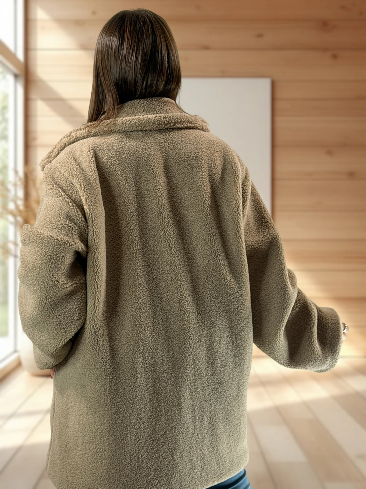 MEGEVE - VESTE TAUPE OVERSIZE JUSQU'A LA TAILLE 52