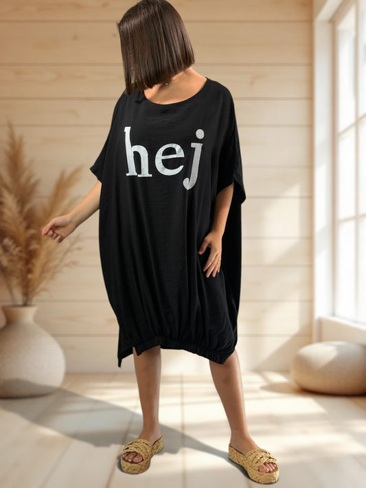 CLARICE - ROBE OVERSIZE NOIRE JUSQU'A LA TAILLE 54