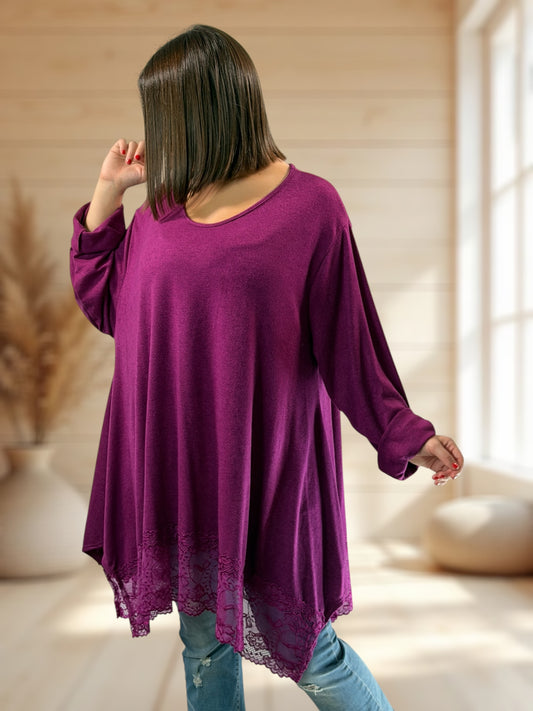 CLAUDIE - TUNIQUE CYCLAMEN EN MAILLE JUSQU'A LA TAILLE 54