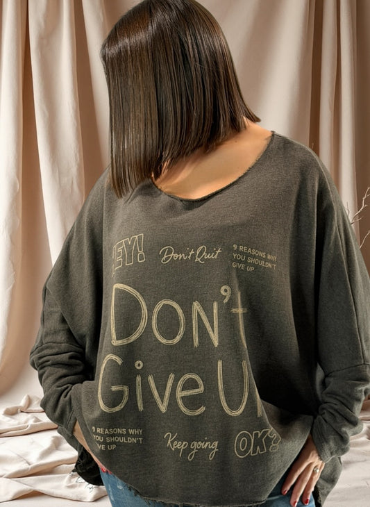 SANTIAGO - SWEAT OVERSIZE MARRON JUSQU'A LA TAILLE 54