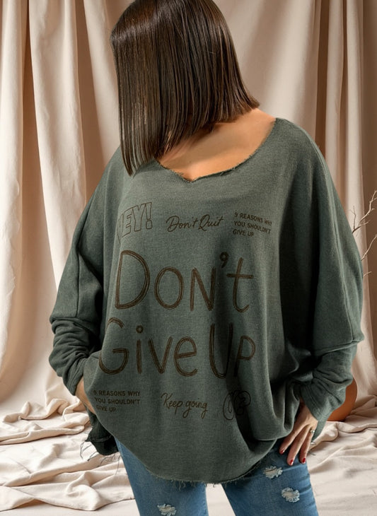 SANTIAGO - SWEAT OVERSIZE KAKI JUSQU'A LA TAILLE 54