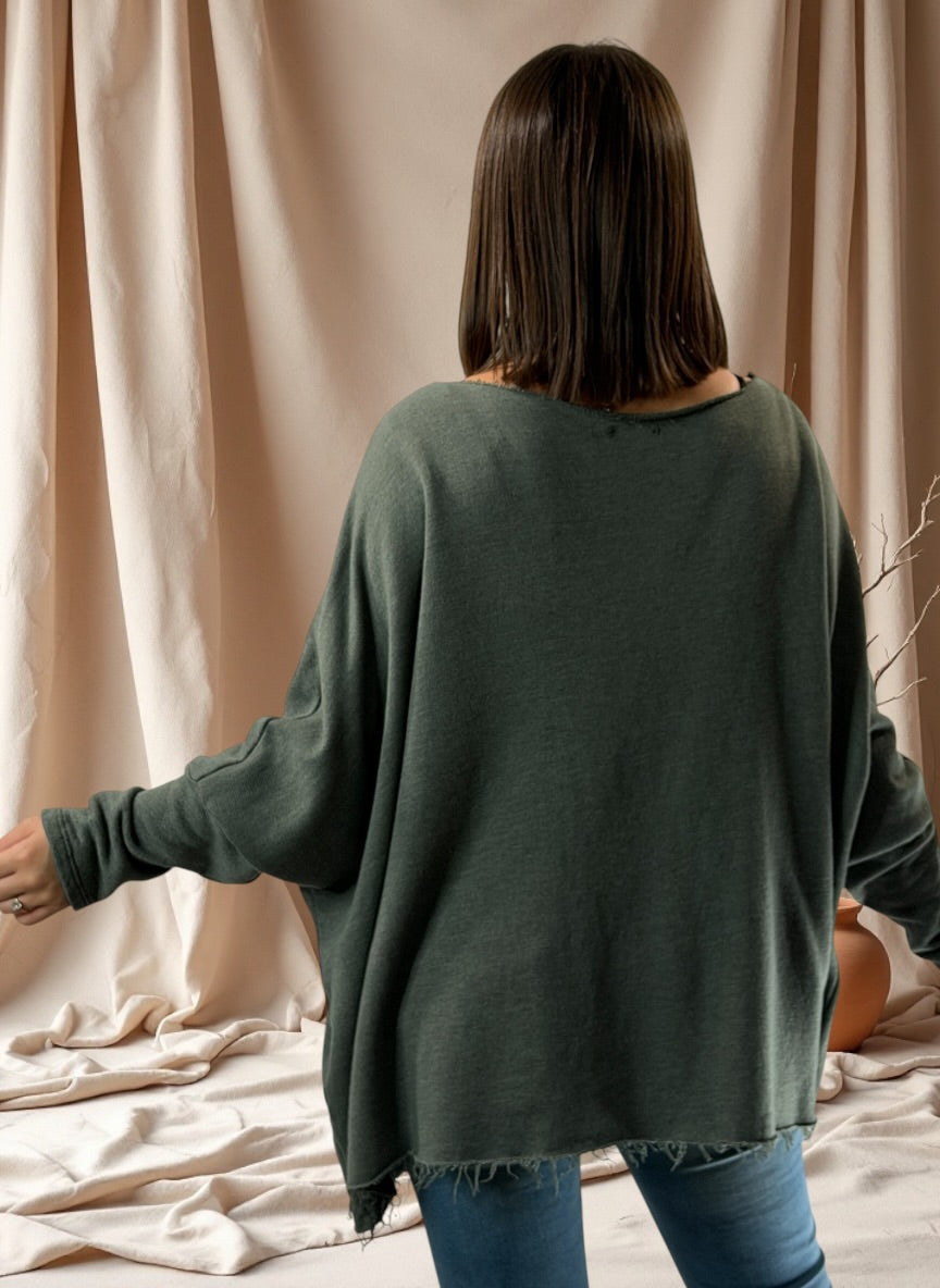 SANTIAGO - SWEAT OVERSIZE KAKI JUSQU'A LA TAILLE 54