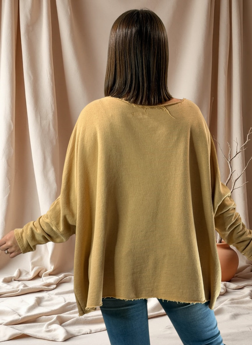 SANTIAGO - SWEAT OVERSIZE CAMEL JUSQU'A LA TAILLE 54