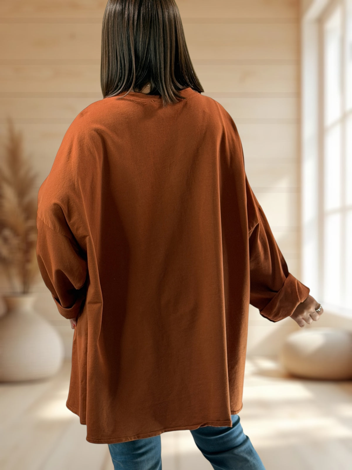 MICHOU - SWEAT OVERSIZE ROUX JUSQU'A LA TAILLE 56/58