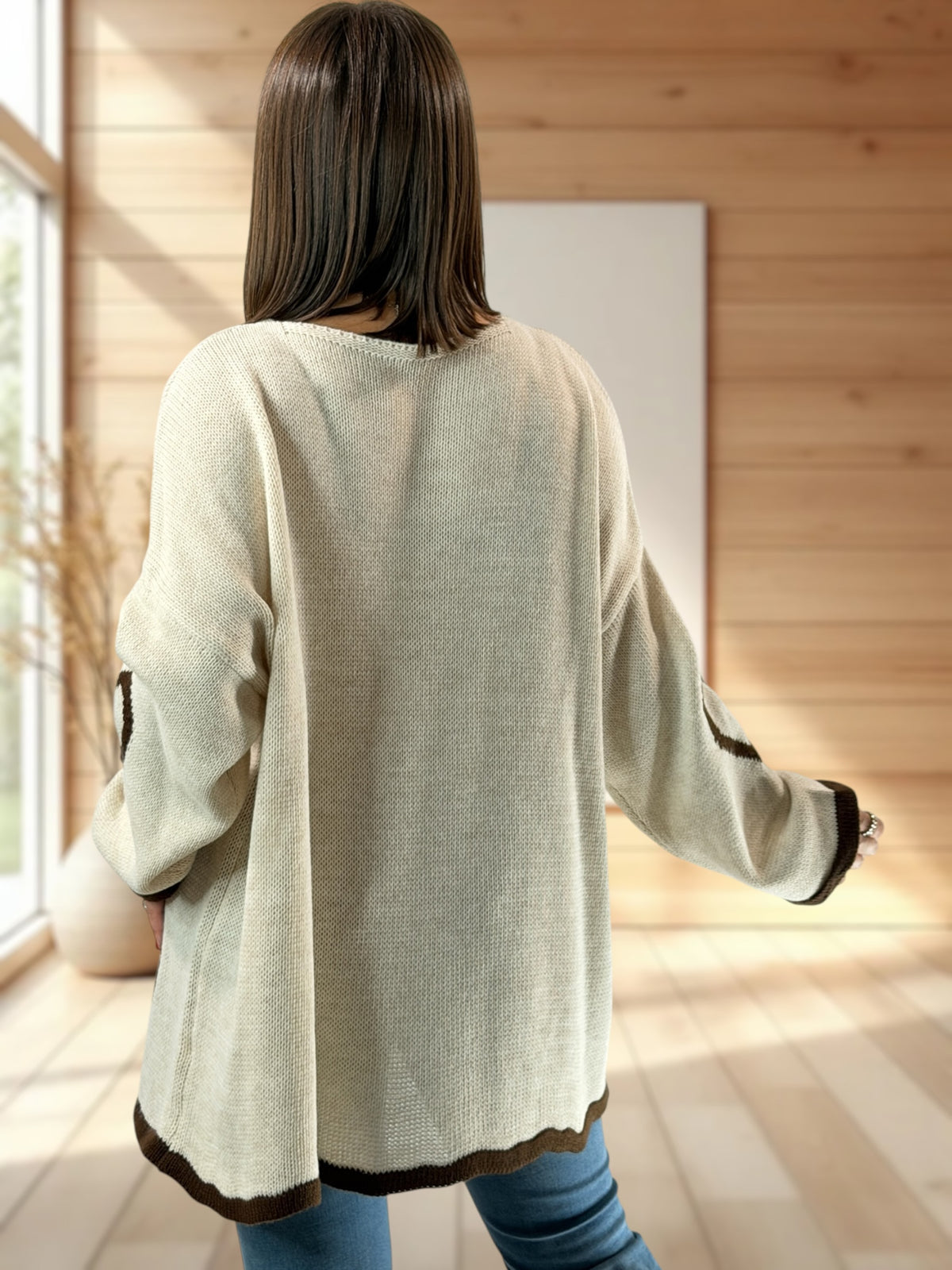 VALENTIN - PULL OVERSIZE BEIGE JUSQU'A LA TAILLE 52/54