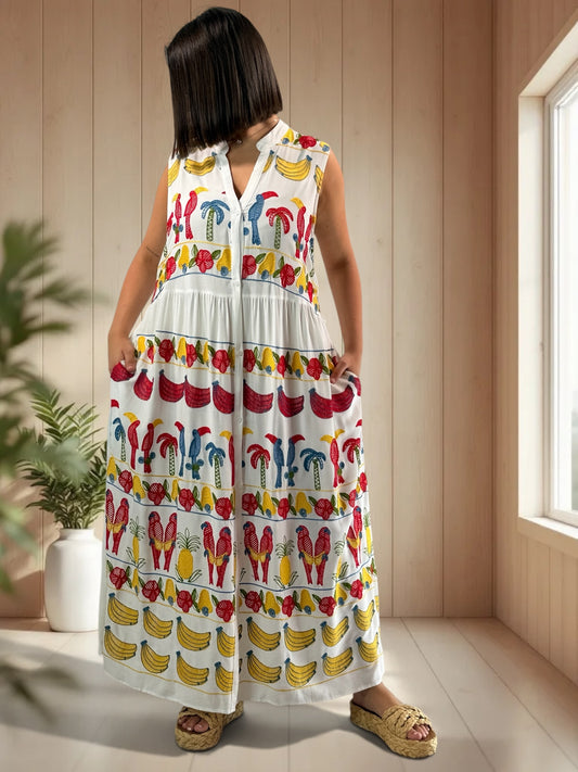 SIMONA - ROBE LONGUE BLANCHE BRODEE JUSQU'A LA TAILLE 48