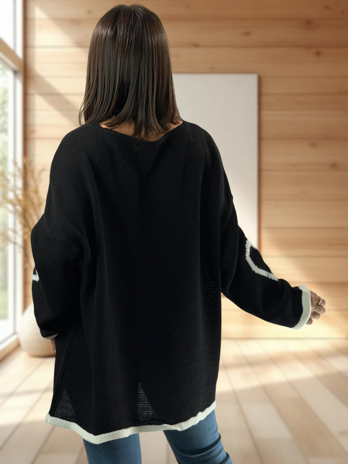 VALENTIN - PULL OVERSIZE NOIR JUSQU'A LA TAILLE 52/54