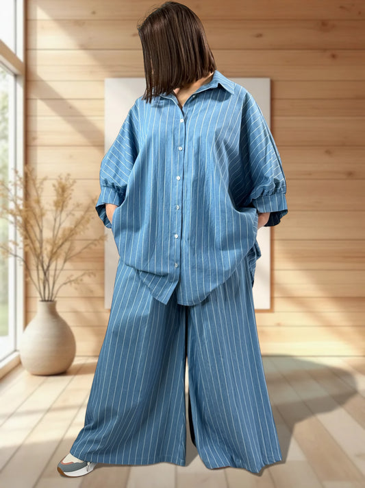 YANOU - PANTALON AMPLE A RAYURE TAILLE 46/48 A 52