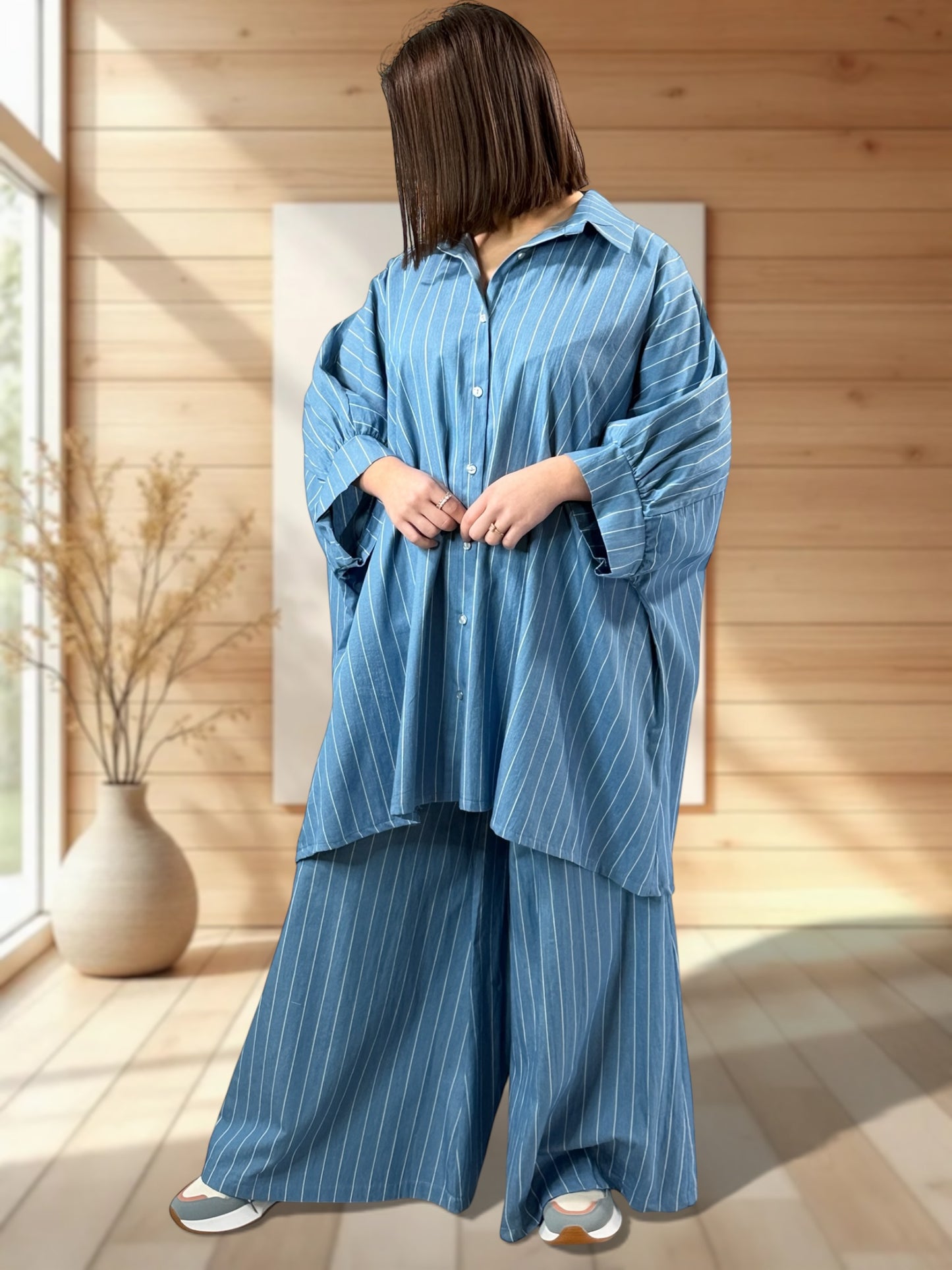 YANOU - PANTALON AMPLE A RAYURE TAILLE 46/48 A 52