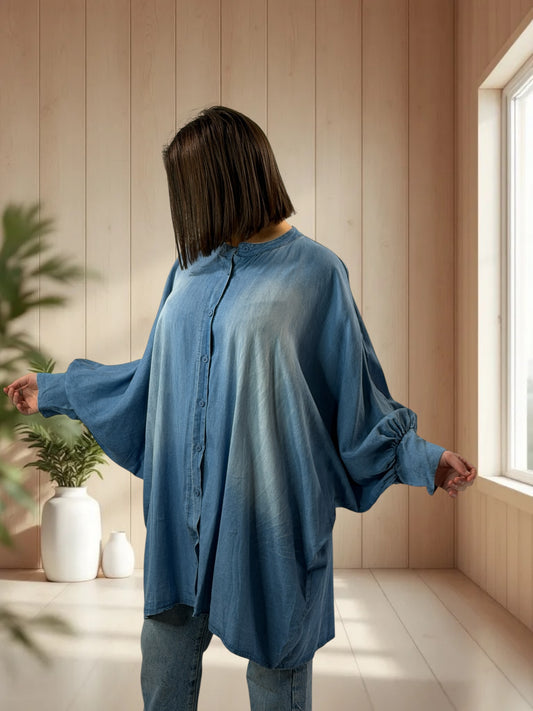 ANDY - CHEMISE OVERSIZE JEAN LYOCEL JUSQU'A LA TAILLE 56