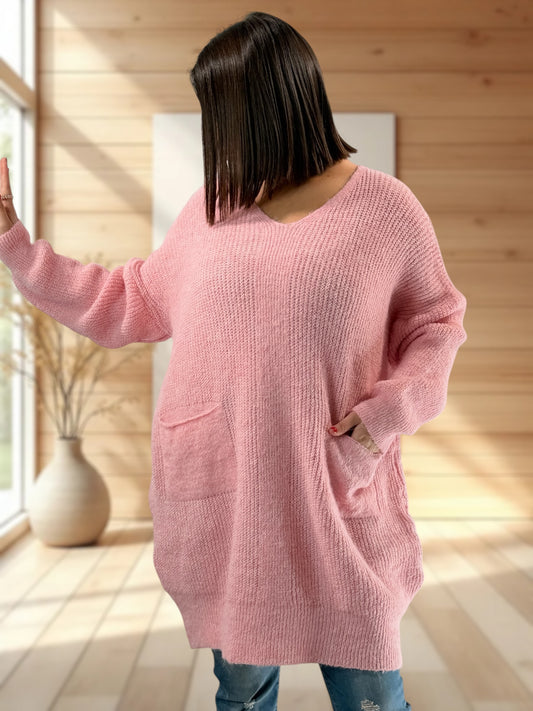 GABRIEL - PULL OVERSIZE ROSE JUSQU'A LA TAILLE 56