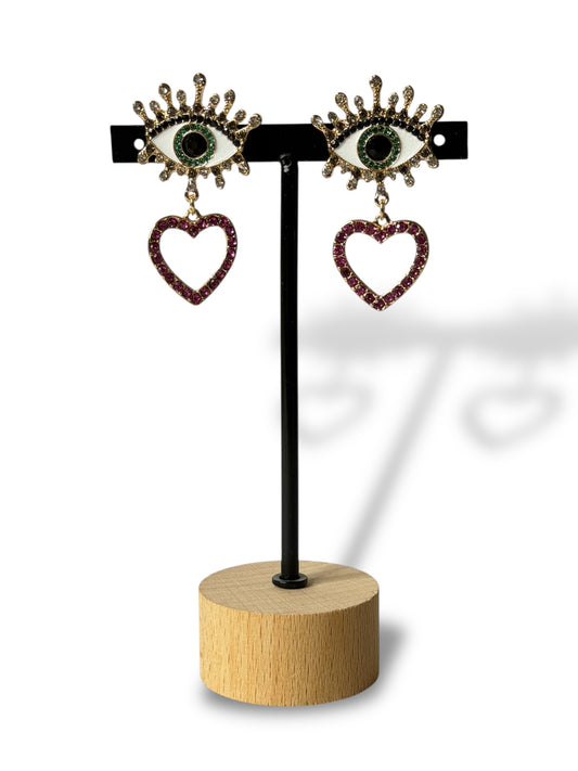 PAROS - BOUCLES D'OREILLES OEIL AVEC STRASS