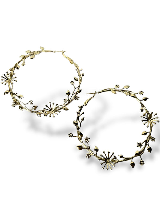 CAROLA - BOUCLES D'OREILLES CREOLES AVEC FLEUR