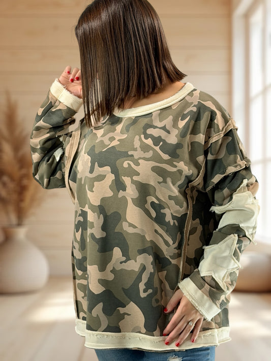 ARMY - SWEAT OVERSIZE CAMOUFLAGE AVEC ETOILE JUSQU'A LA TAILLE 52