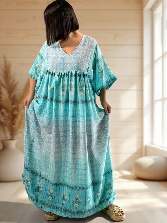 MATHILDA - ROBE LONGUE BOHEME SOIE JUSQU'A LA TAILLE 54