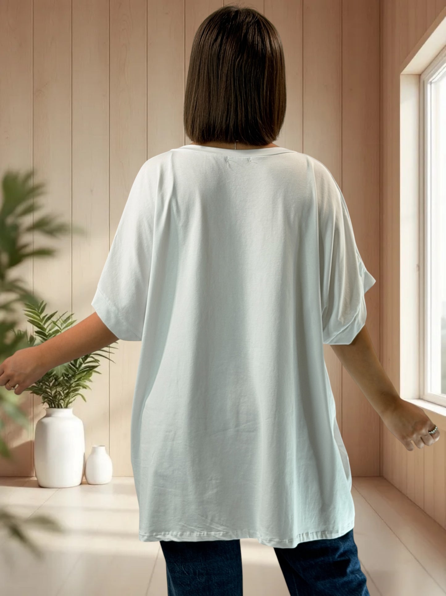 LA DOLCE VITA - T-SHIRT OVERSIZE BLANC JUSQU'A LA TAILLE 46/48 A 56/58