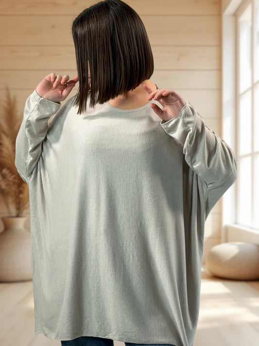 CAPRIO - PULL BEIGE EN MAILLE FLUIDE JUSQU'A LA TAILLE 54