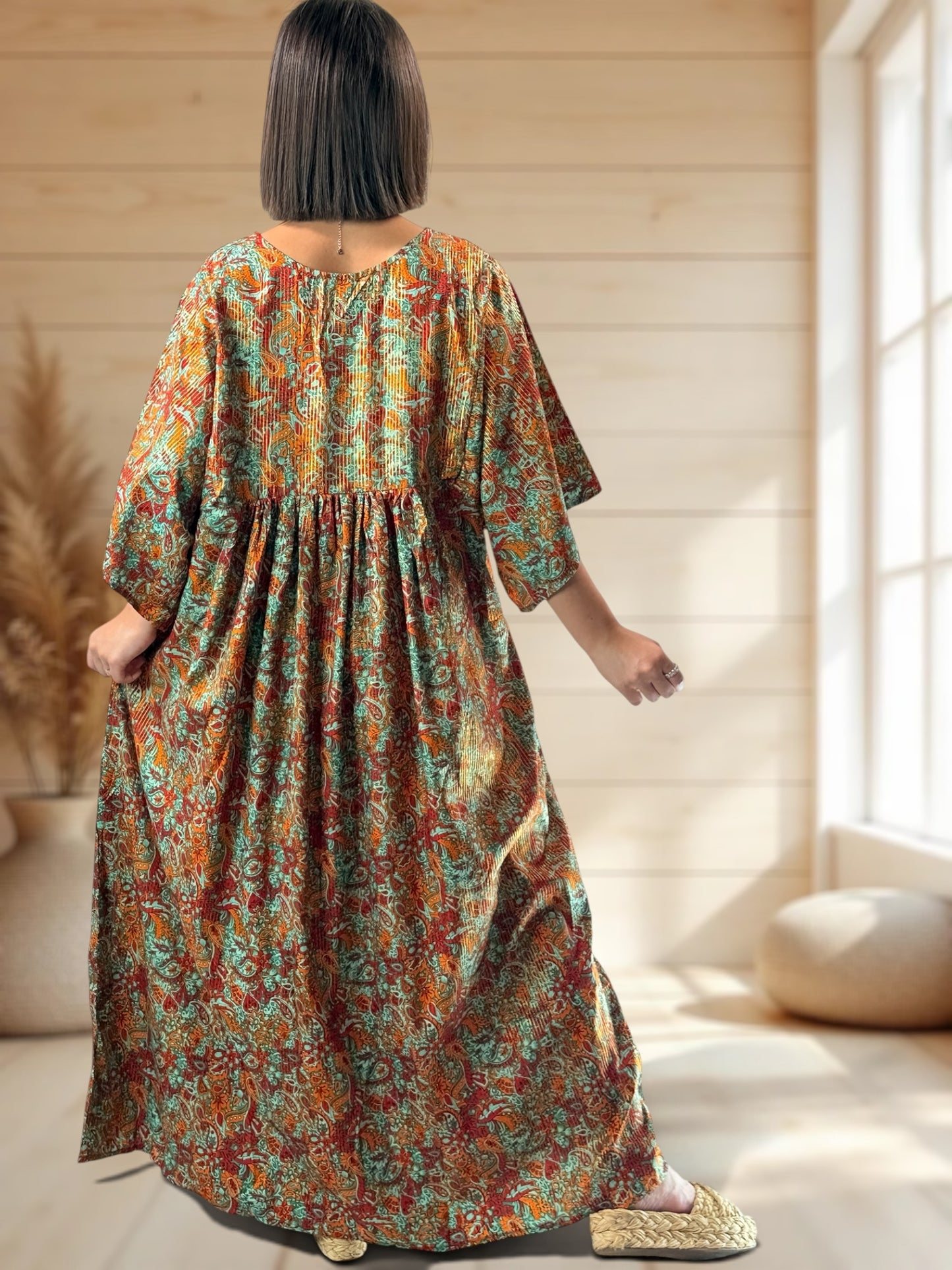 MATHILDA - ROBE LONGUE BOHEME SOIE JUSQU'A LA TAILLE 54
