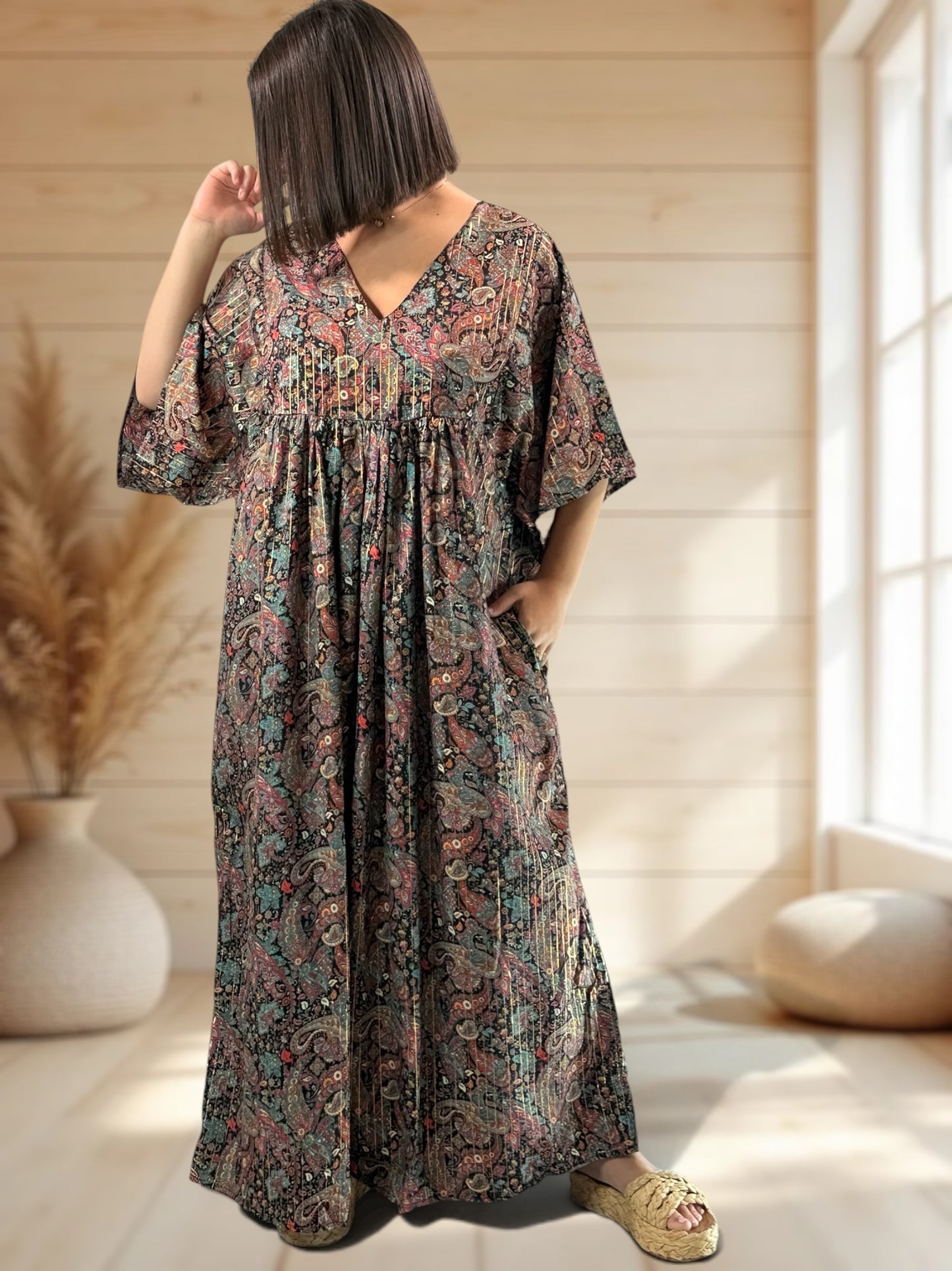 MATHILDA - ROBE LONGUE BOHEME SOIE JUSQU'A LA TAILLE 54