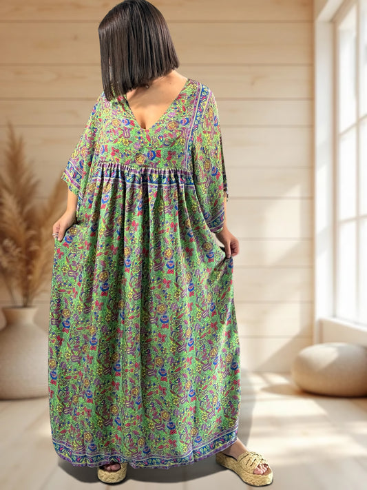 MATHILDA - ROBE LONGUE BOHEME SOIE JUSQU'A LA TAILLE 54