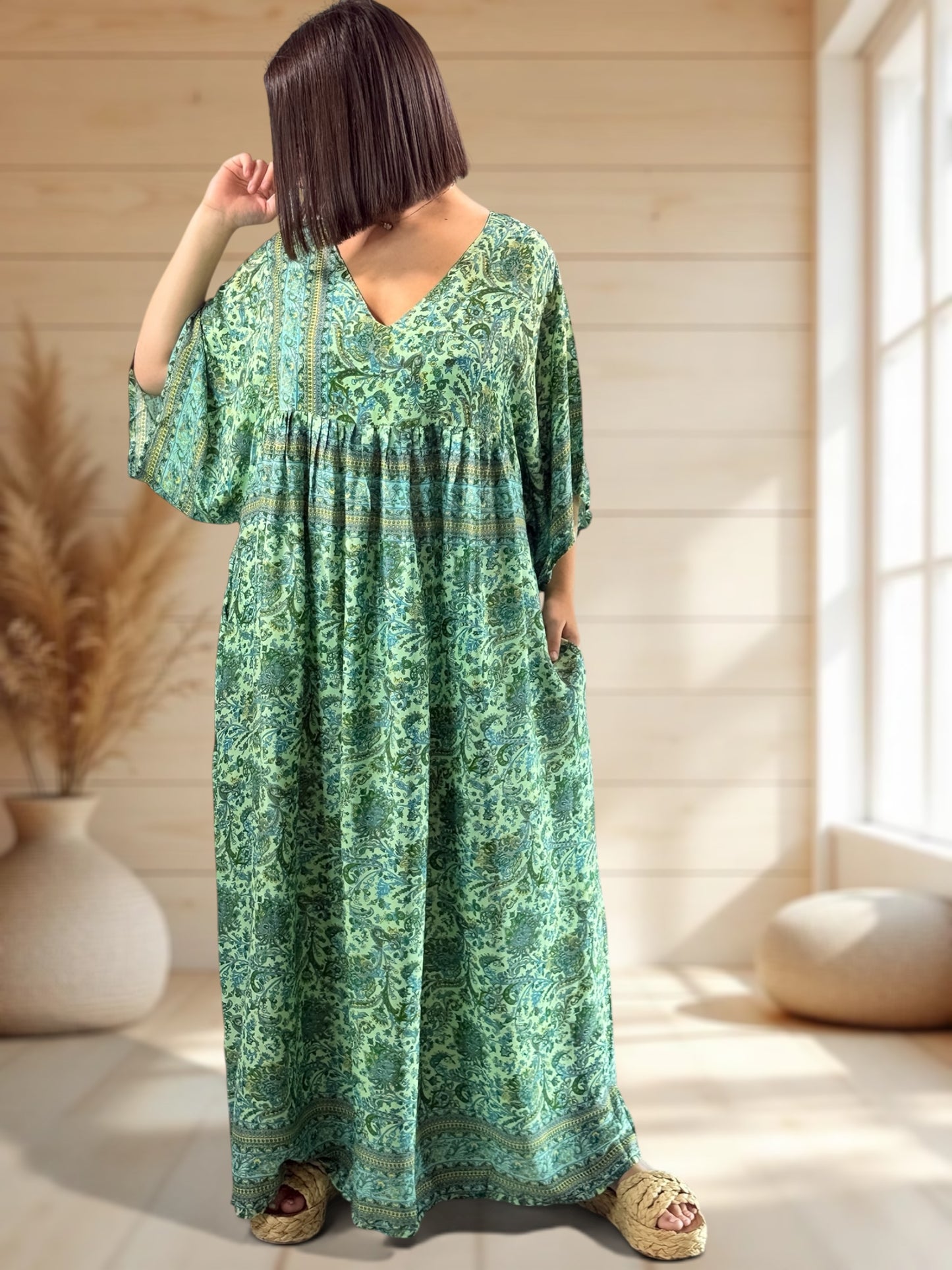 MATHILDA - ROBE LONGUE BOHEME SOIE JUSQU'A LA TAILLE 54
