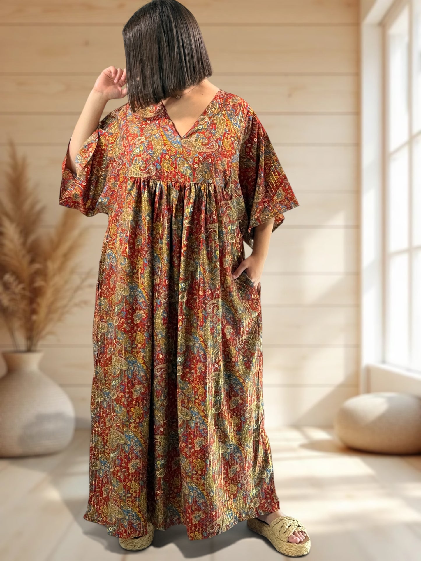 MATHILDA - ROBE LONGUE BOHEME SOIE JUSQU'A LA TAILLE 54