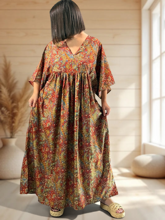 MATHILDA - ROBE LONGUE BOHEME SOIE JUSQU'A LA TAILLE 54