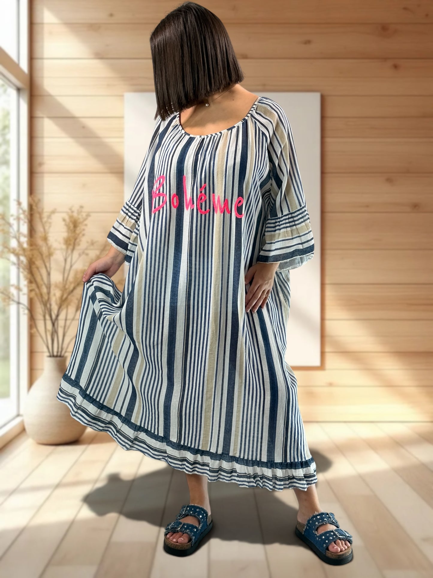 FRANCESCA - ROBE A RAYURE MARINE JUSQU'A LA TAILLE 56