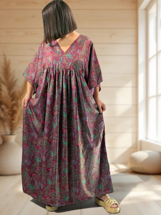 MATHILDA - ROBE LONGUE BOHEME SOIE JUSQU'A LA TAILLE 54
