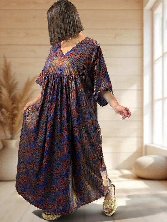 MATHILDA - ROBE LONGUE BOHEME SOIE JUSQU'A LA TAILLE 54