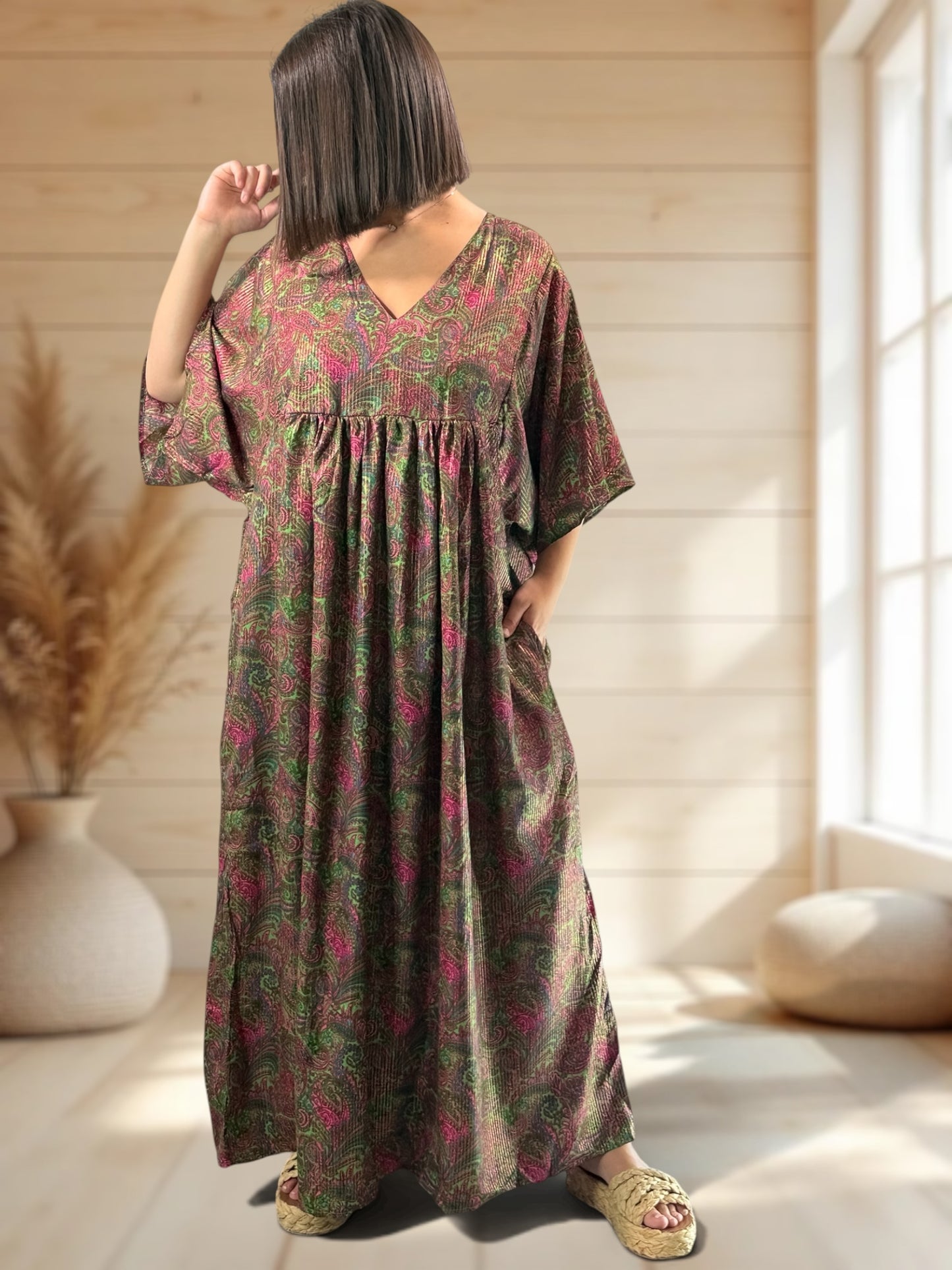 MATHILDA - ROBE LONGUE BOHEME SOIE JUSQU'A LA TAILLE 54