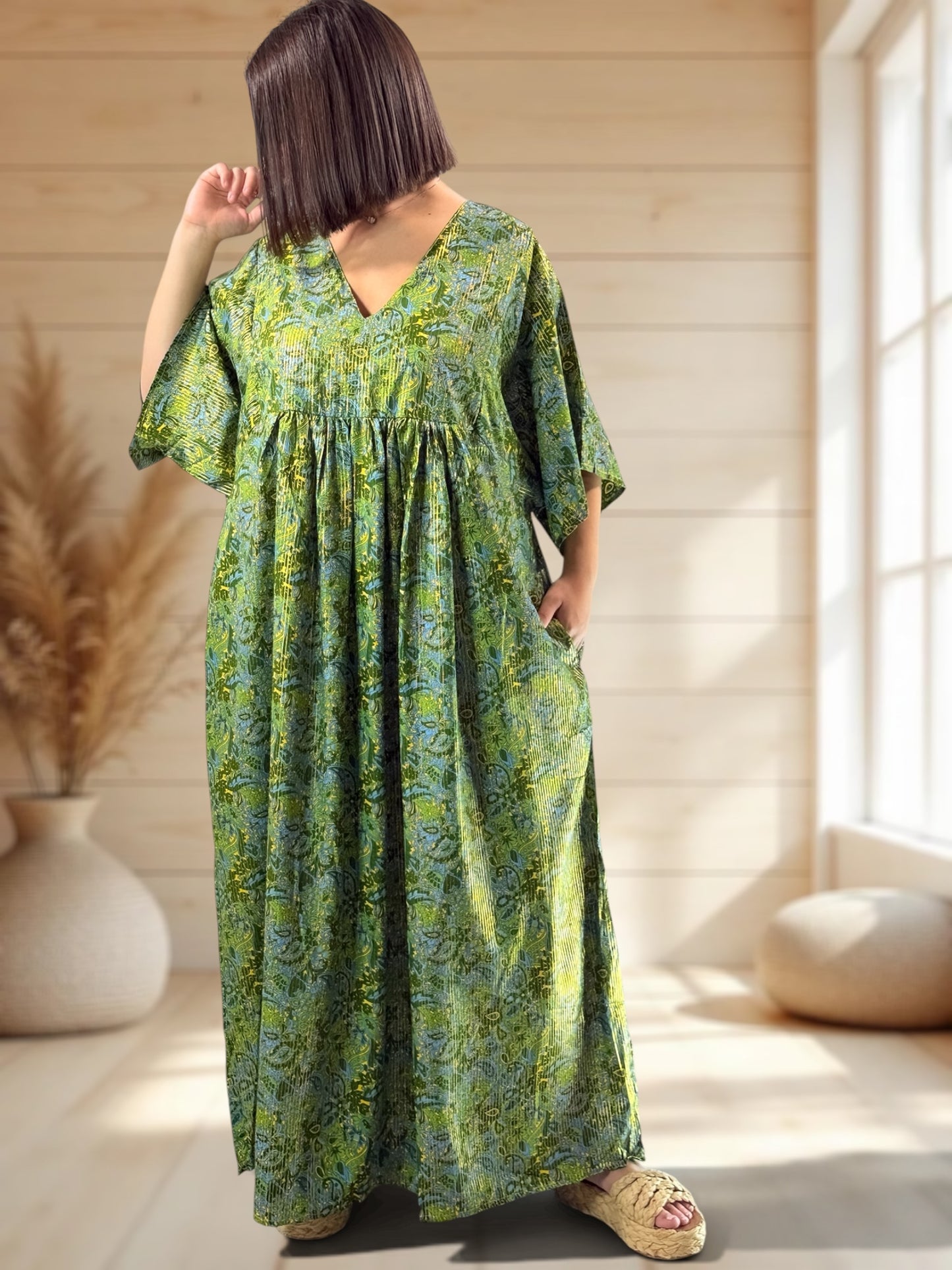 MATHILDA - ROBE LONGUE BOHEME SOIE JUSQU'A LA TAILLE 54