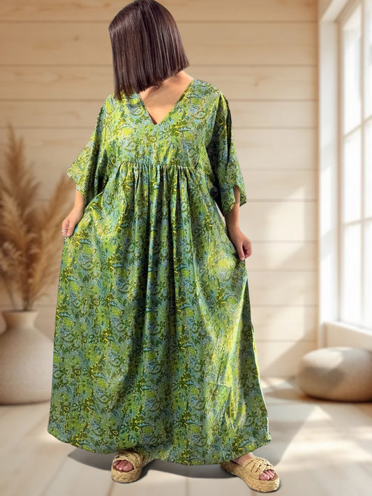 MATHILDA - ROBE LONGUE BOHEME SOIE JUSQU'A LA TAILLE 54