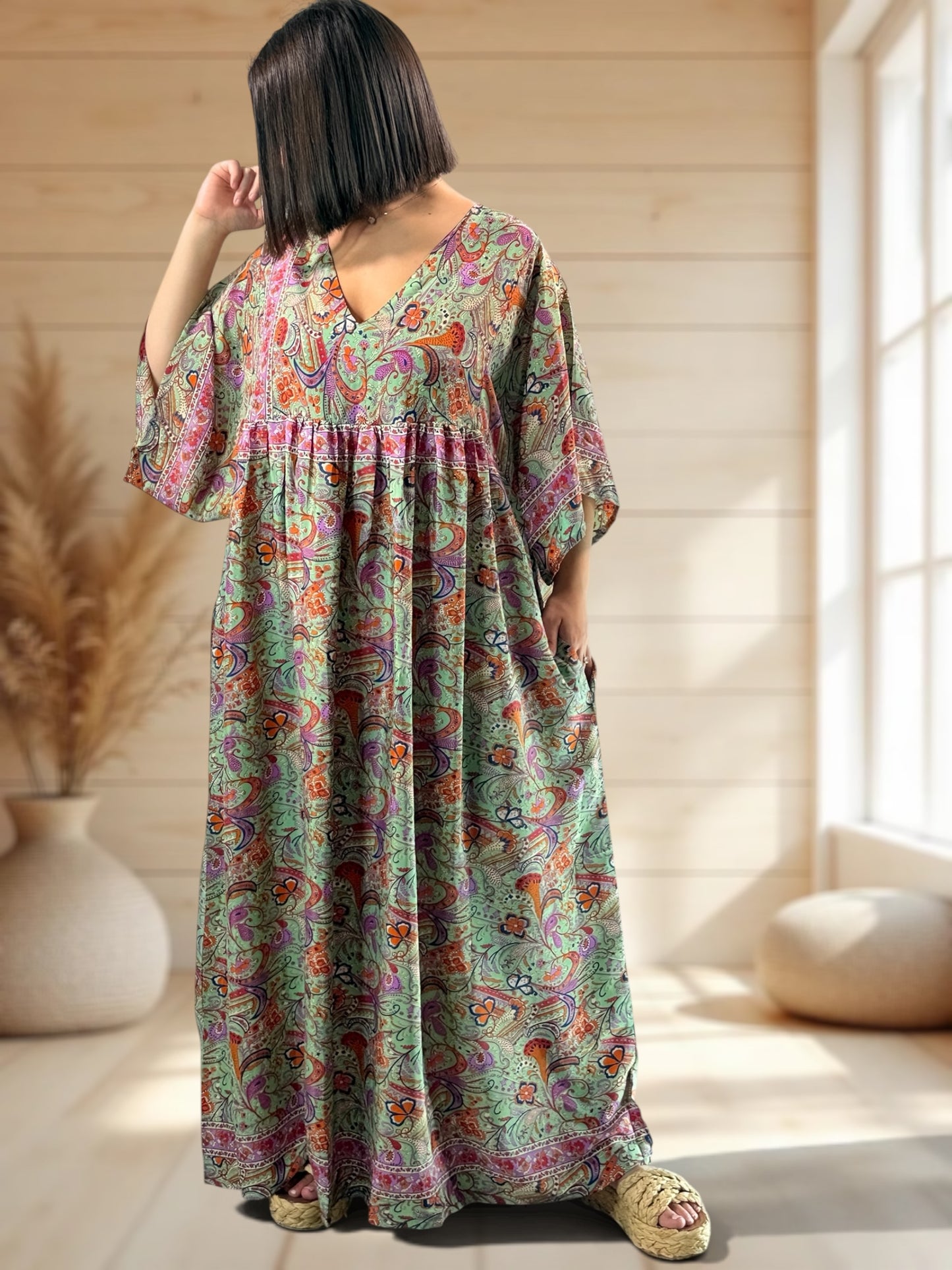 MATHILDA - ROBE LONGUE BOHEME SOIE JUSQU'A LA TAILLE 54