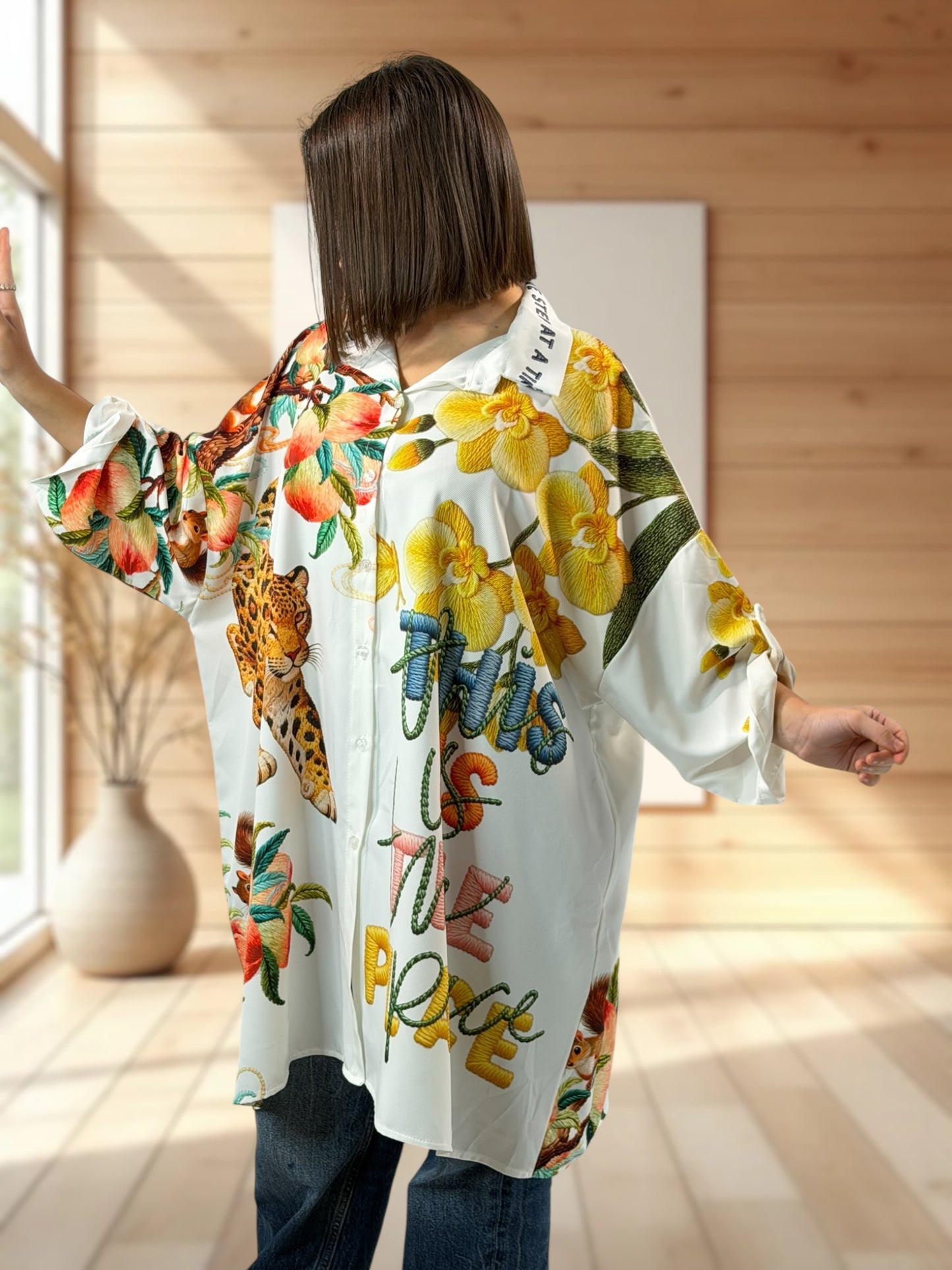 AMANDA - CHEMISE OVERSIZE A MOTIF JUSQU'A LA TAILLE 60