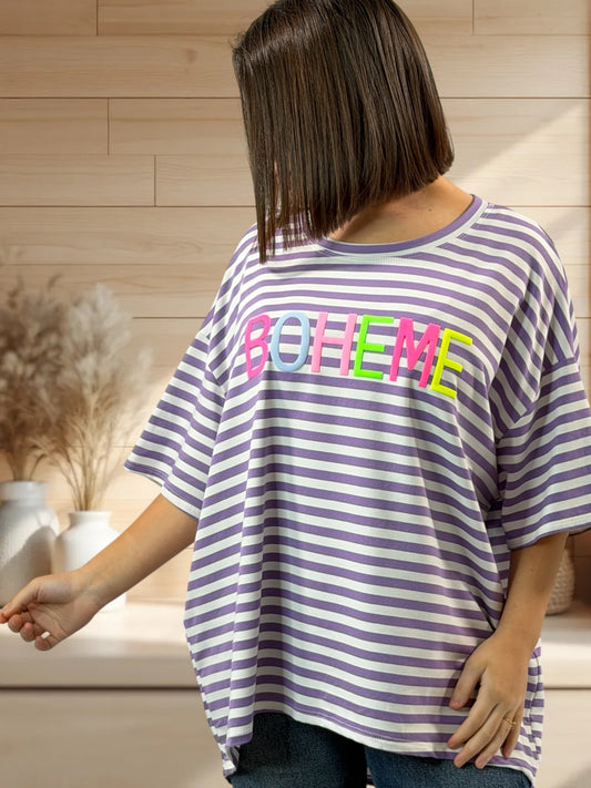 RAMATUELLE - MARINIERE LILAS EN COTON LOGO BOHEME JUSQU'A LA TAILLE 56