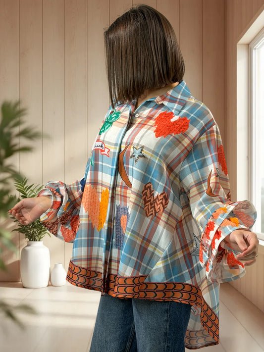 LAETITIA - CHEMISE OVERSIZE A MOTIF JUSQU'A LA TAILLE 50