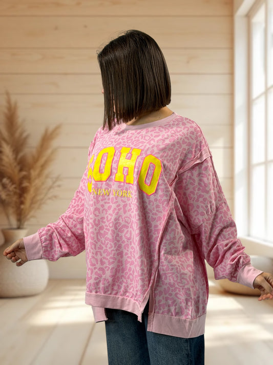 CARLOTA - TEE-SHIRT LEOPARD ROSE JUSQU'A LA TAILLE 54