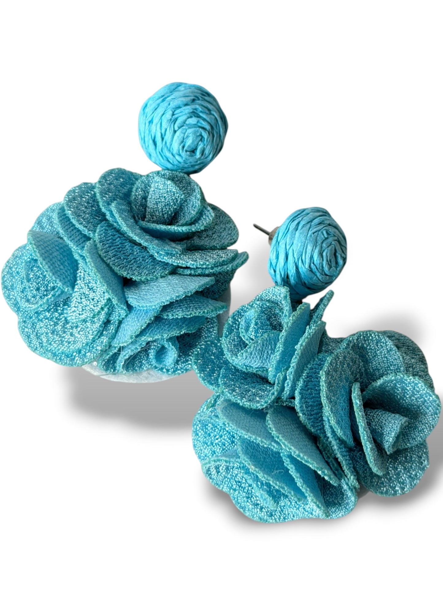 CLAUDIA - BOUCLES D'OREILLES FLEUR TURQUOISE